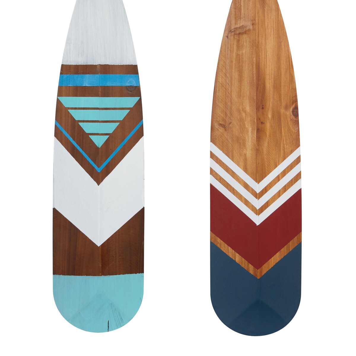 Wood Paddle Novelty Canoe Oar Home Wall Decor with Arrow and Stripe Patterns - Set of 2 Multi Colored - Roche River Decor