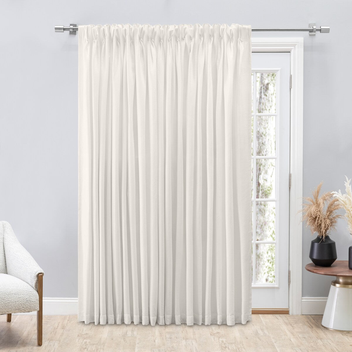 Premium GrassclothSheen Pinch Pleat w Back Tab Patio Curtain Panel