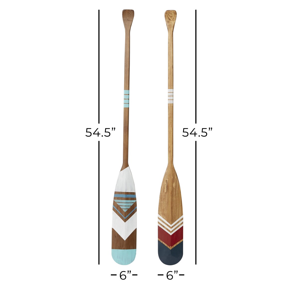 Wood Paddle Novelty Canoe Oar Home Wall Decor with Arrow and Stripe Patterns - Set of 2 Multi Colored - Roche River Decor