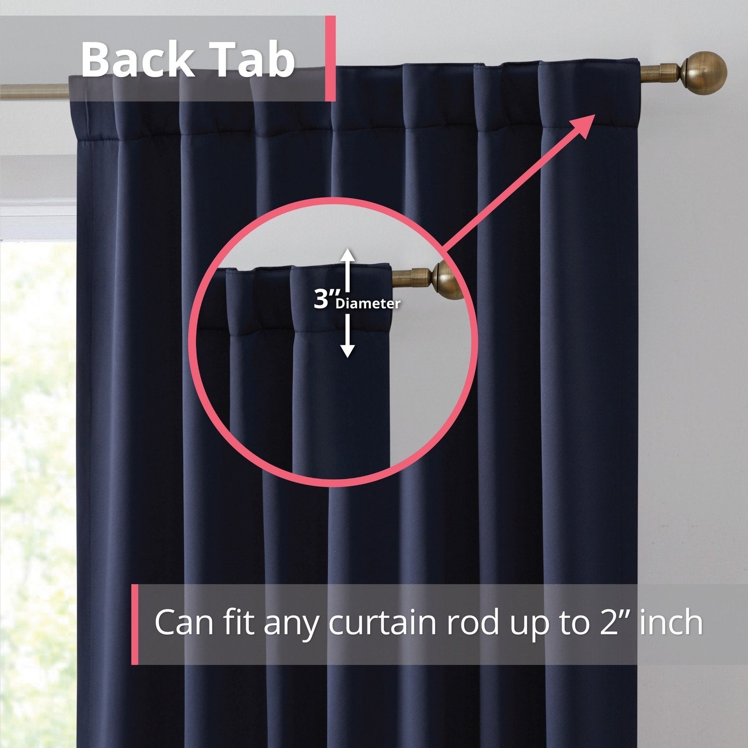 HLC.me Hamilton 100% Complete Blackout Lined Heavy Thermal Insulated Window Curtain Rod Pocket Back Tab Panels, 2 Panels