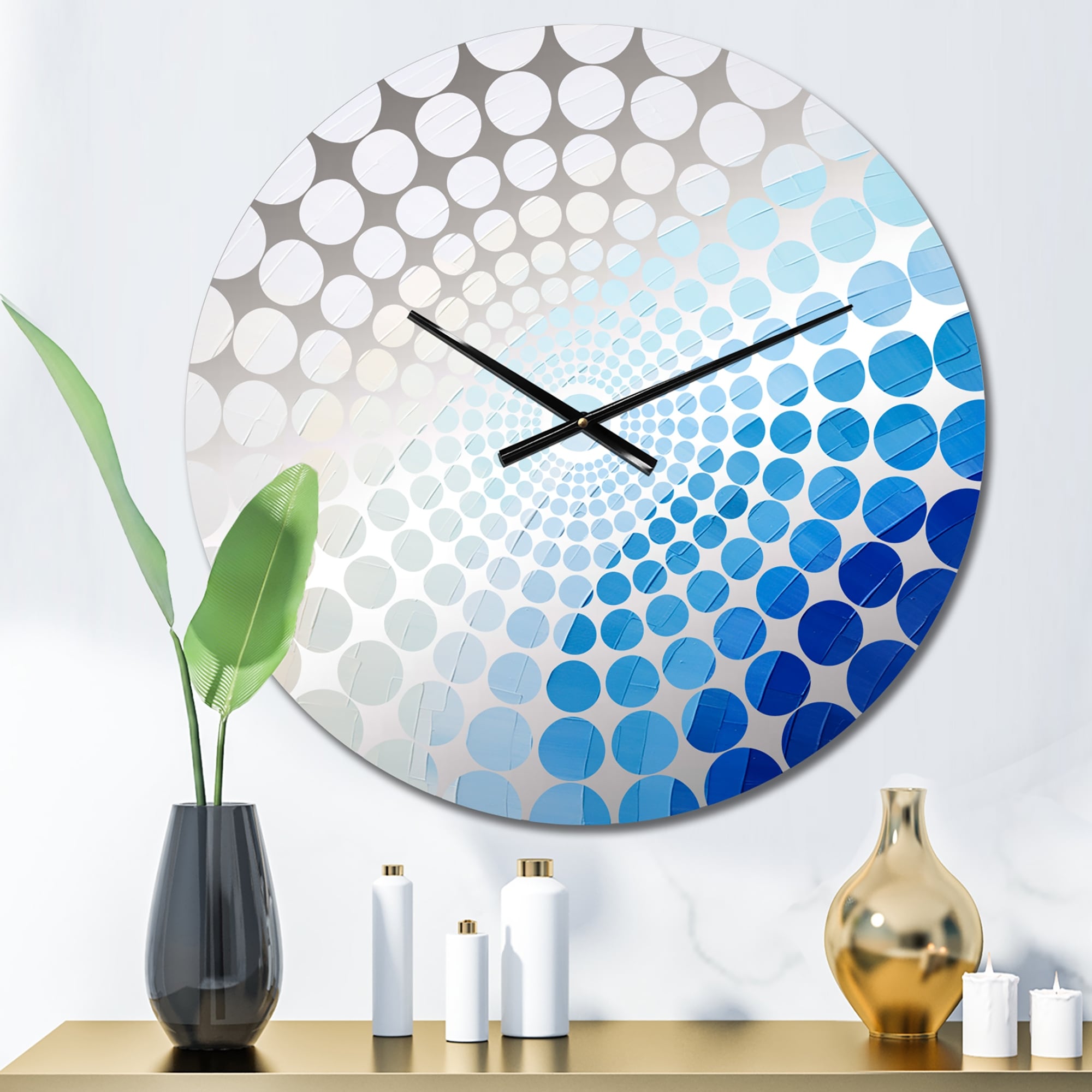 Designart Blue And White Arc Of Simplicity Blue Rainbow Clocks Traditional Wall Clocks For Hallway Décor