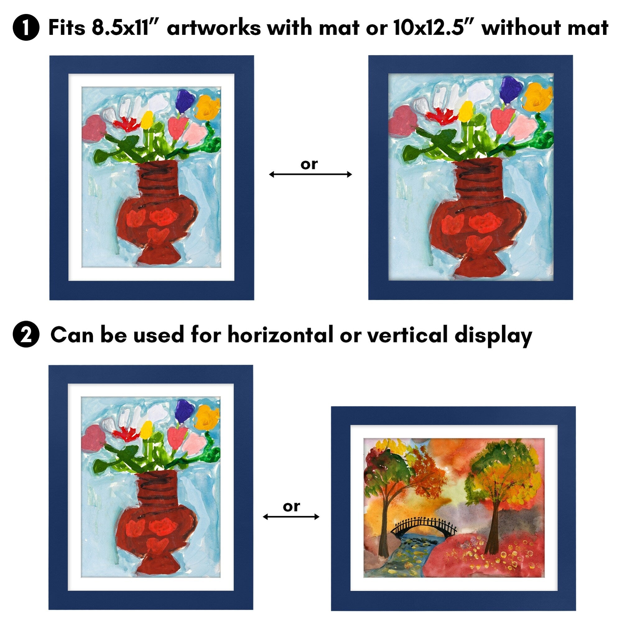 Americanflat 10x12.5 Front-loading Kids Art Frame with Mat