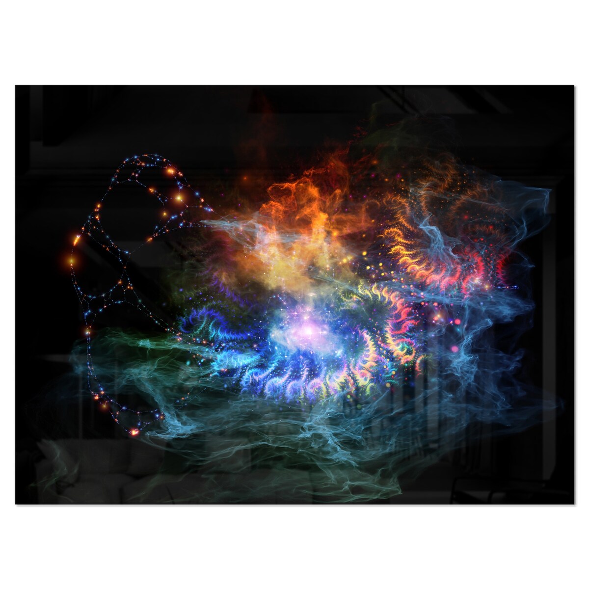 Designart 'Flame Lights of Network' Abstract Digital Art Metal Wall Art