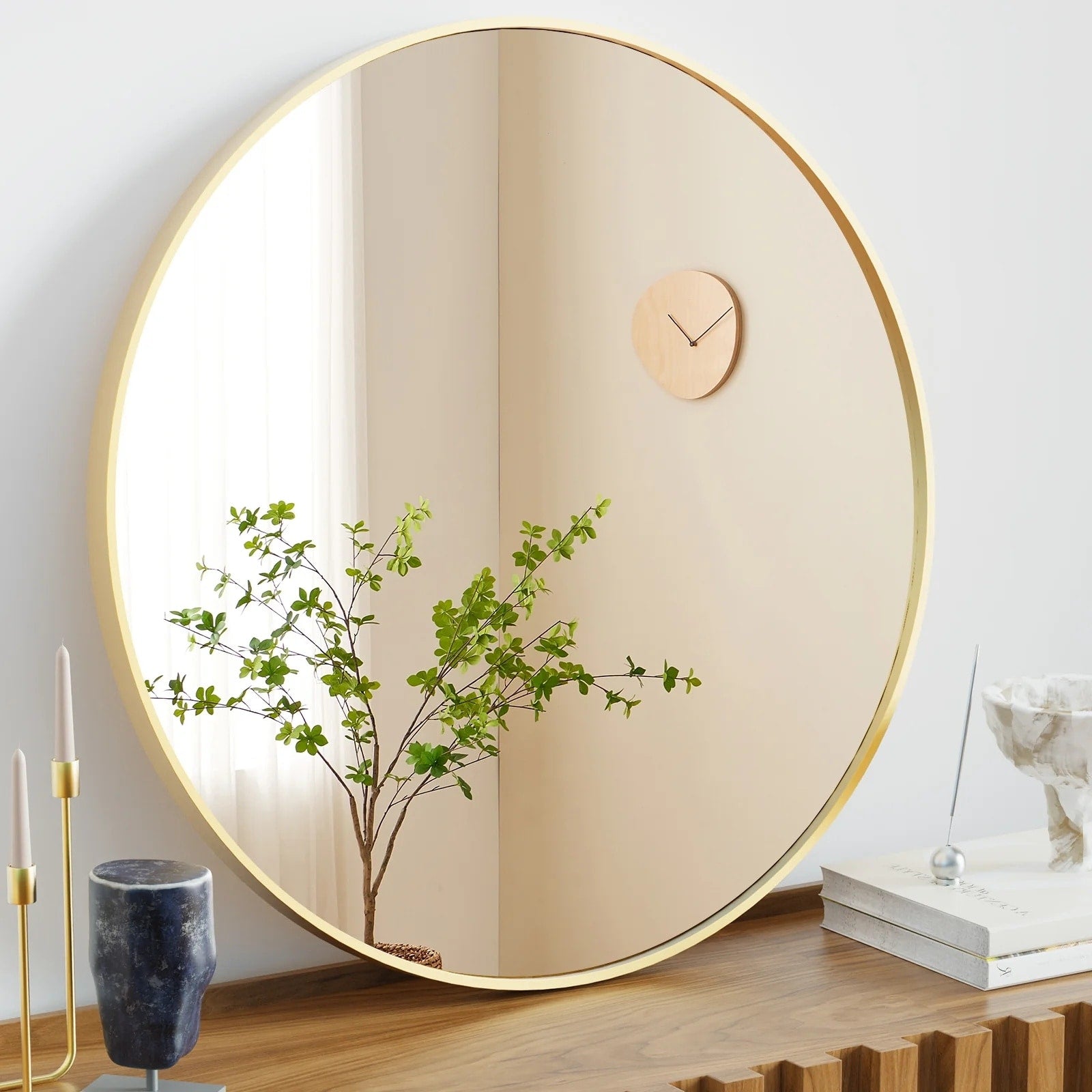 Round Wall Mirror - Black Bathroom Mirror with Metal Frame - Modern Hanging Mirror for Entryway, Bathroom, Vanity, Living Room