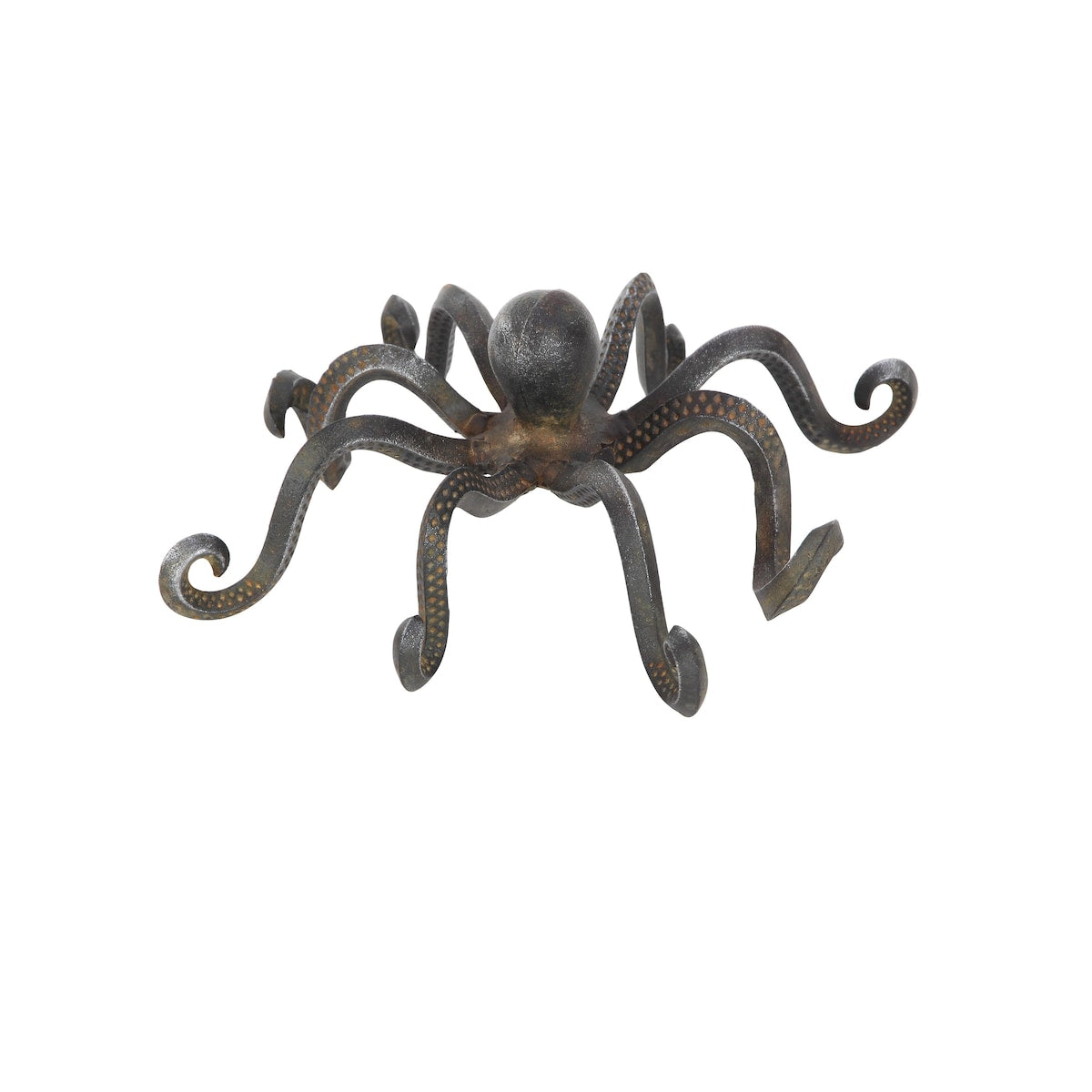 Metal Octopus Decorative Sculpture with Long Tentacles and Suctions Detailing - Black - Roche River Decor