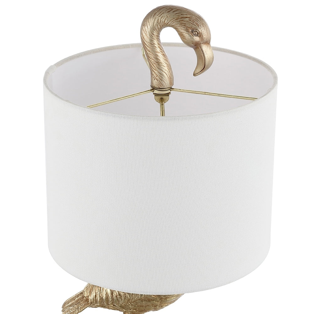 Aaliyah 25in Champaign Gold Resin Table Lamp with White Linen Shade - 25H