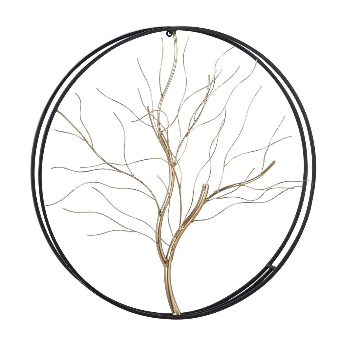 Metal Tree Branch Home Wall Decor with Black Frame - Gold - Roche River Decor