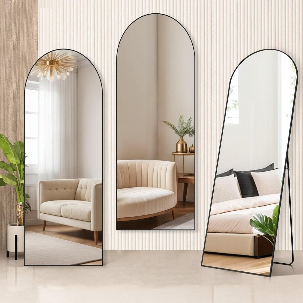 Full Length Mirror with Stand, Floor Mirror with Aluminum Alloy Frame for Bedroom, Standing Full Body Mirror for Wall, Cloakroom