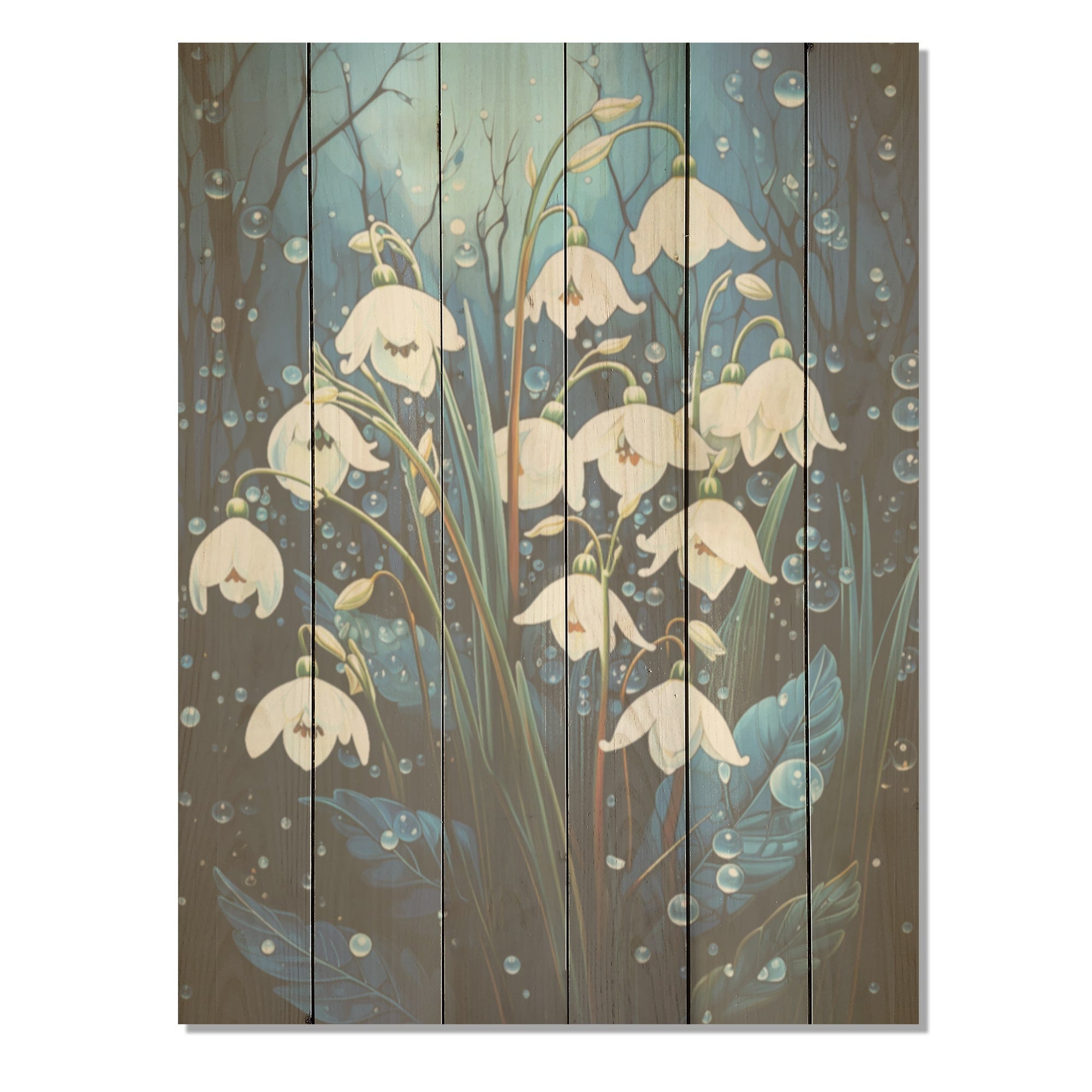 Designart Realistic Snowdrops Winter Chills I Snowdrops Wood Wall Art - Traditional Wood Panel On Natural Pine Wood