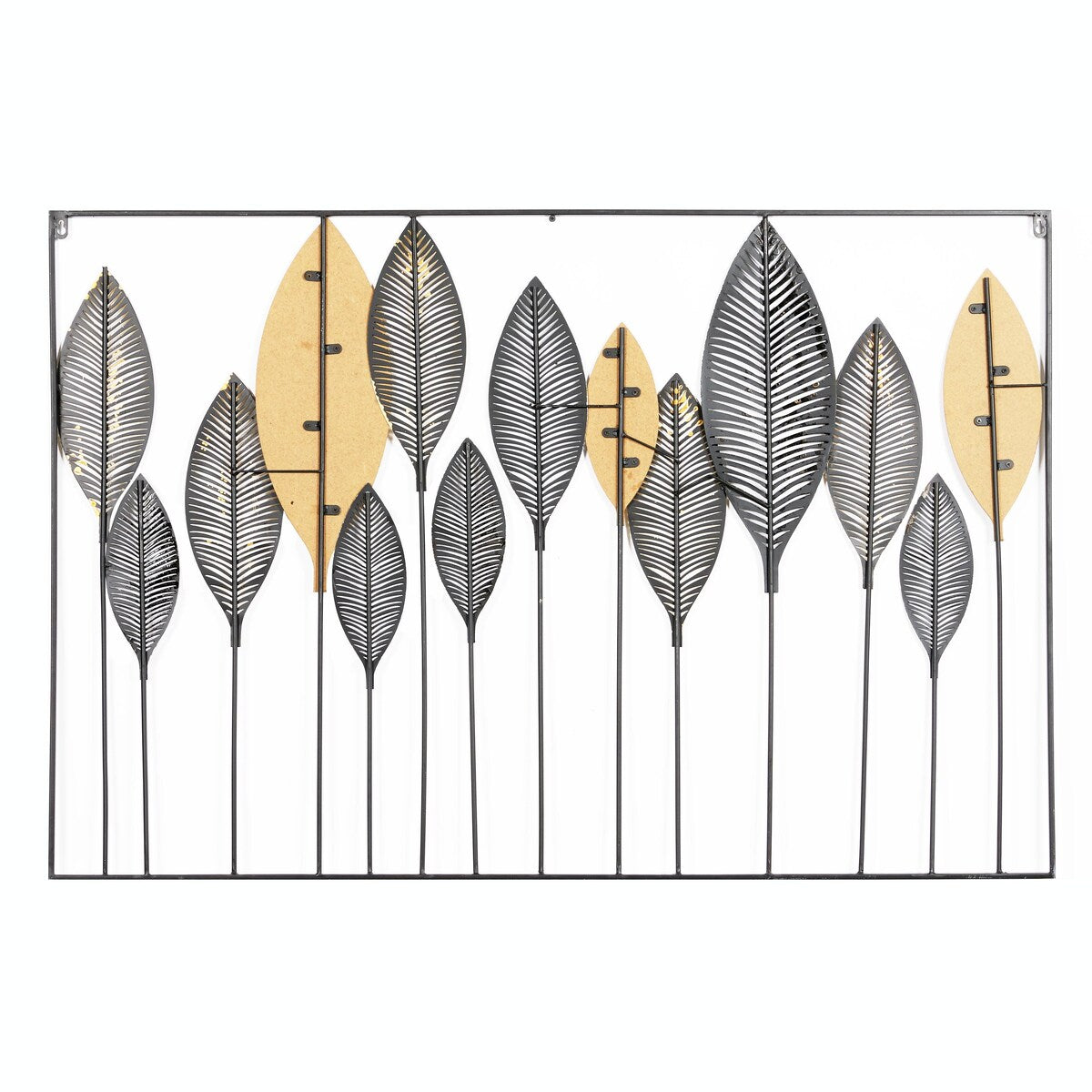 Metal Leaf Tall Cut-Out Home Wall Decor with Intricate Laser Cut Designs - Multi Colored - Roche River Decor