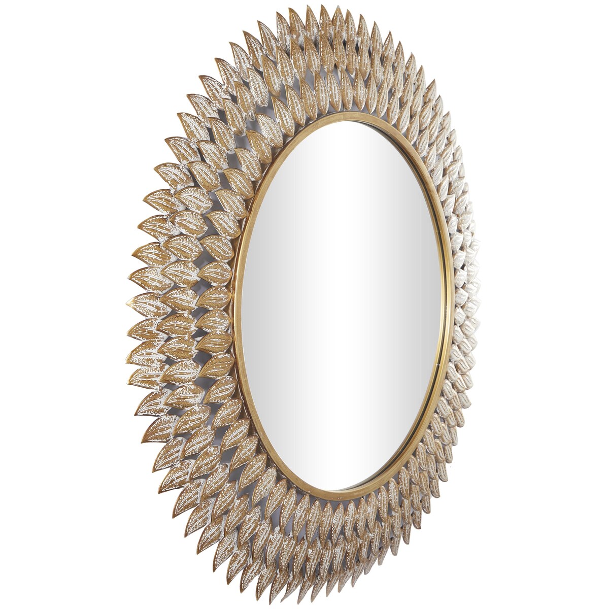 Metal Leaf Radial Room Wall Mirror - Gold - Roche River Decor