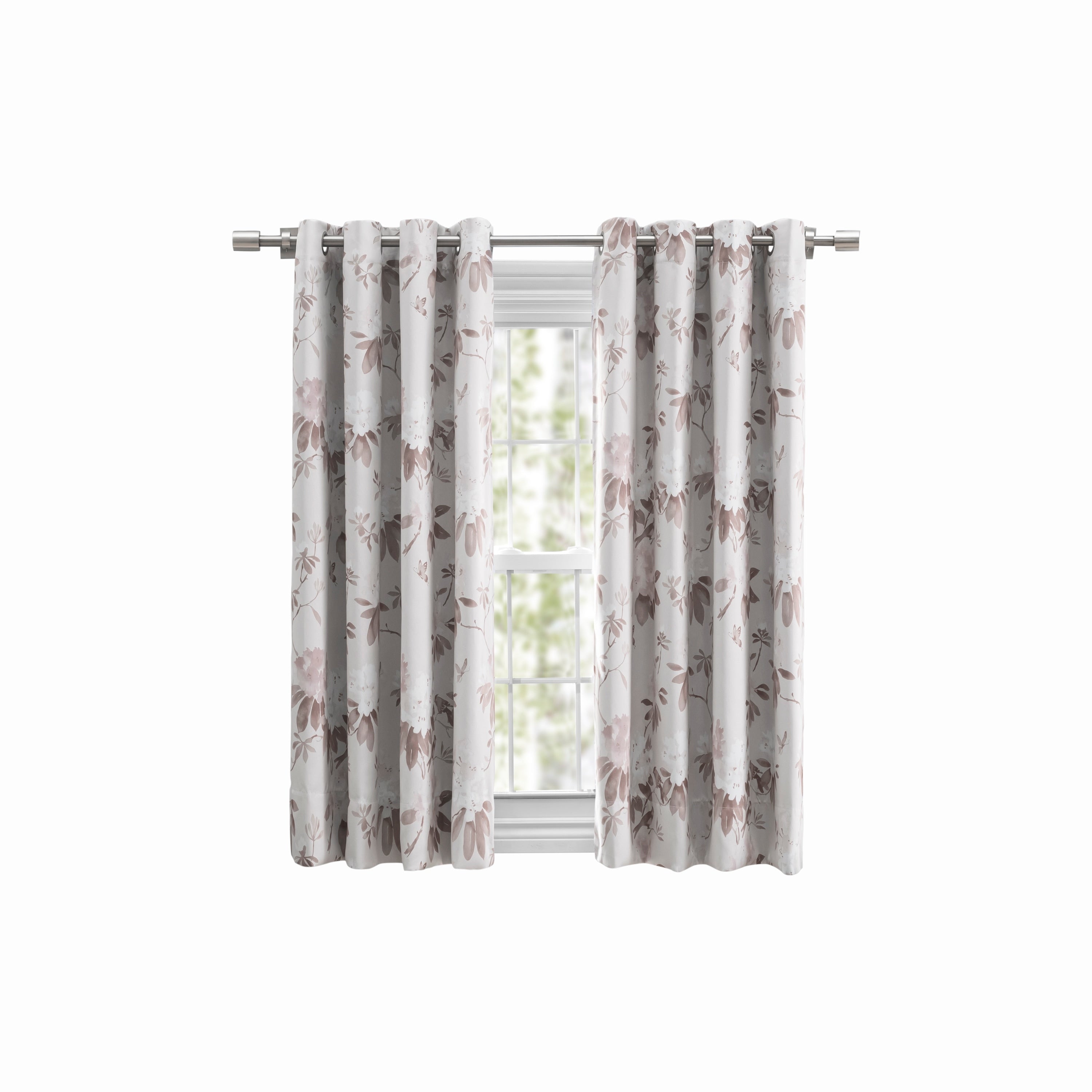 Mystic Garden Floral Premium Blackout Grommet Short Curtain Panel W Wand