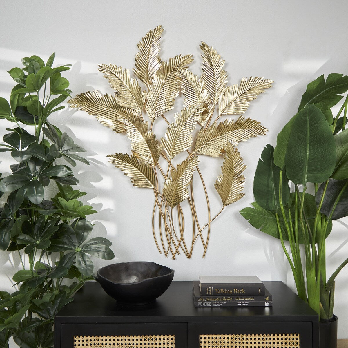 Metal Leaf Layered Home Wall Decor - Gold - Roche River Decor