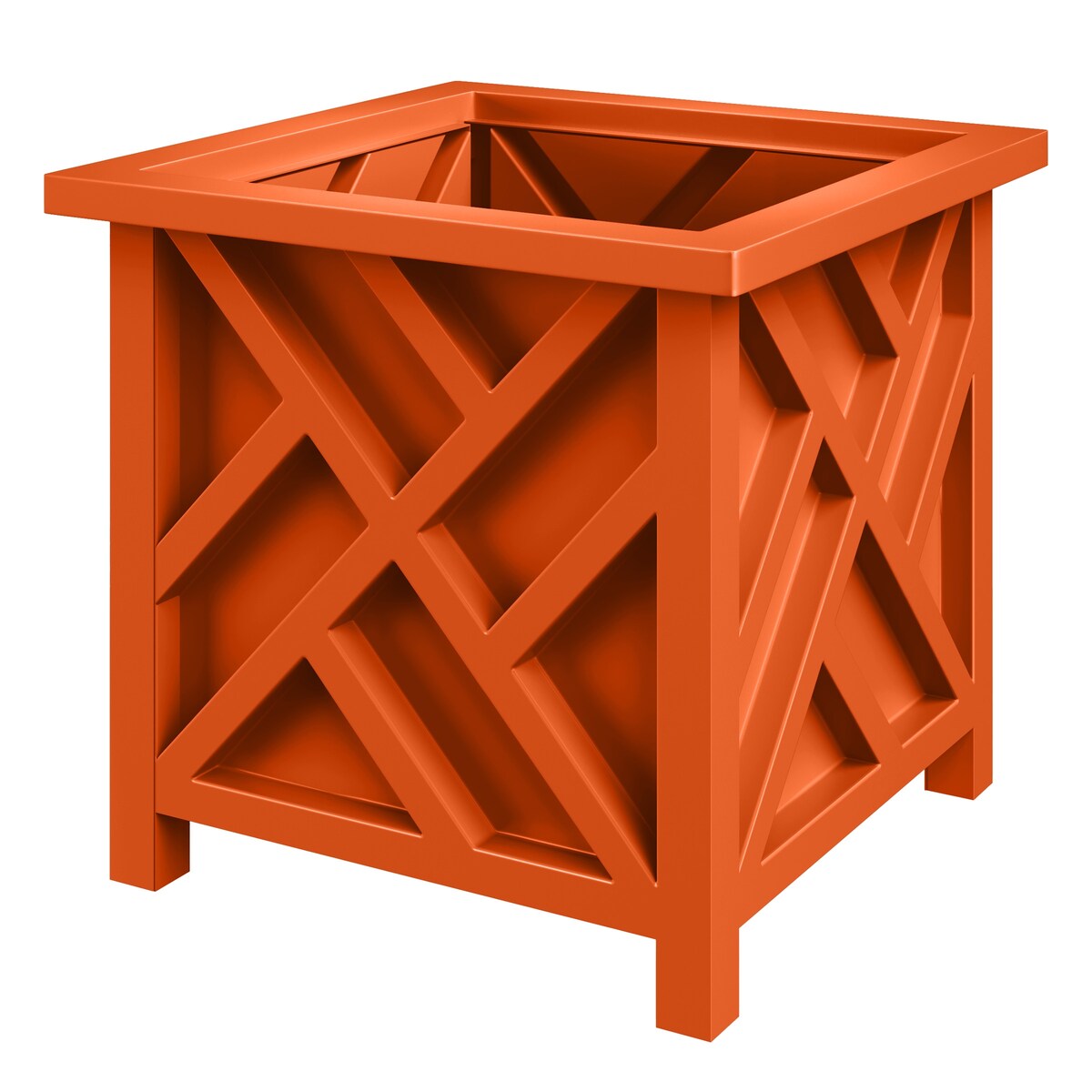 Lattice Design Planter Box - 15.5-Inch-Square Decorative Outdoor Flower or Plant Pot by Pure Garden (Terracotta) - Large