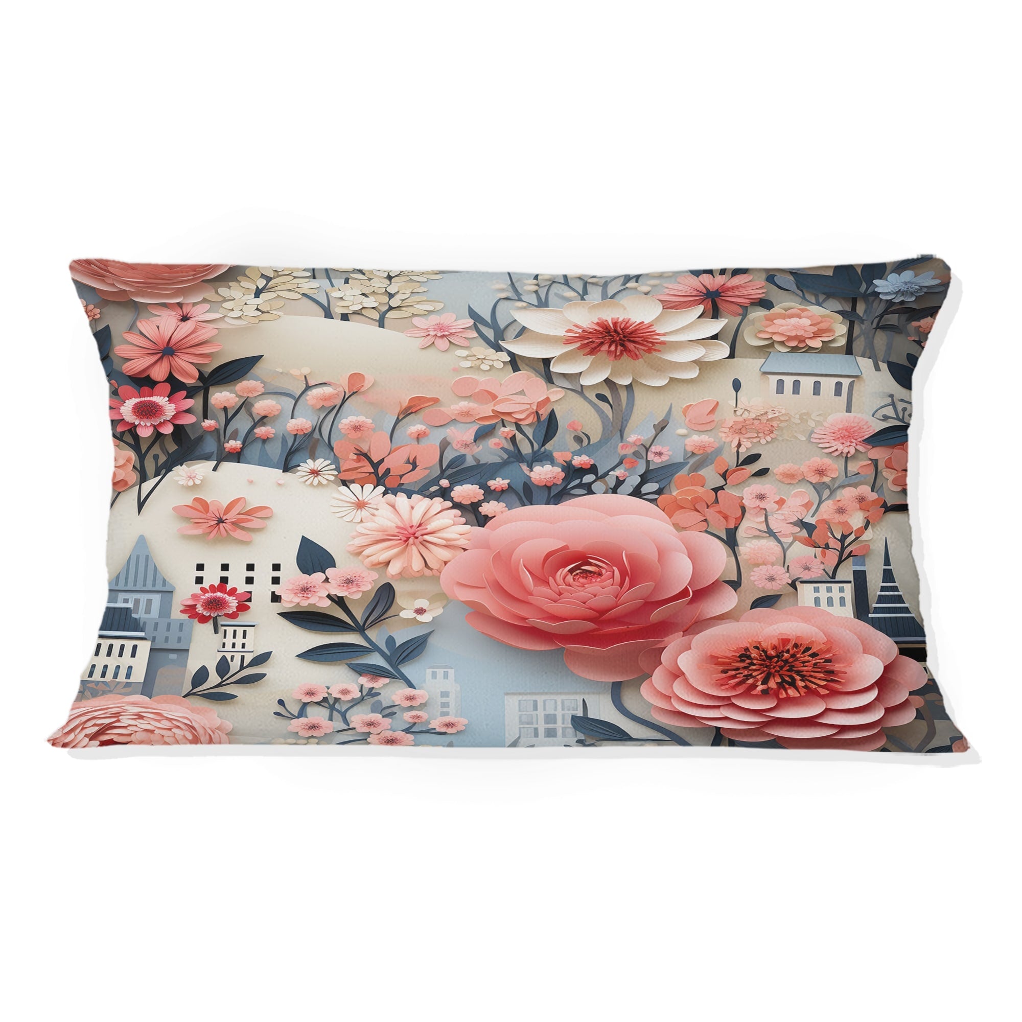 Designart Pink Bouquet Oasis Floral City Dreams Floral Printed Throw Pillow