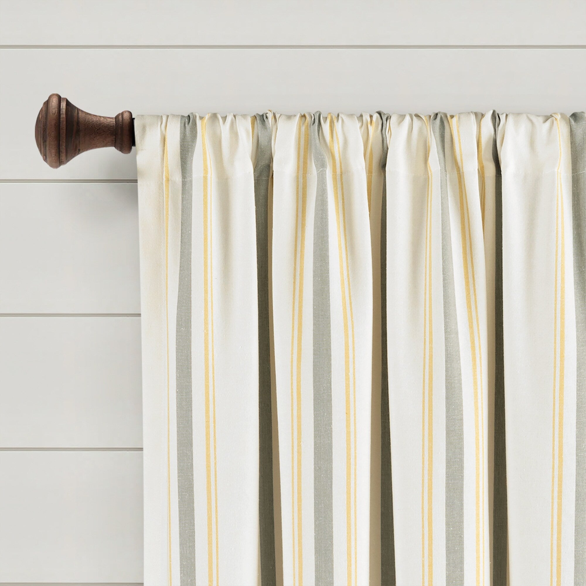 Lush Decor Farmhouse Stripe Yarn Dyed Cotton Window Curtain Panel Pair