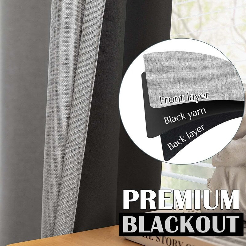 Blackout Curtains 84 Inch Length, 2 Panel Set, Living Room Insulated Curtains - 84L x 54W