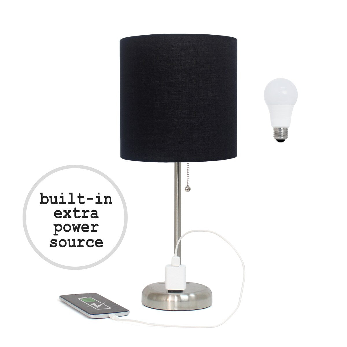 Simple Designs 9.5 Desk Lamp with Charging Outlet and LED Bulb Included - 19.50