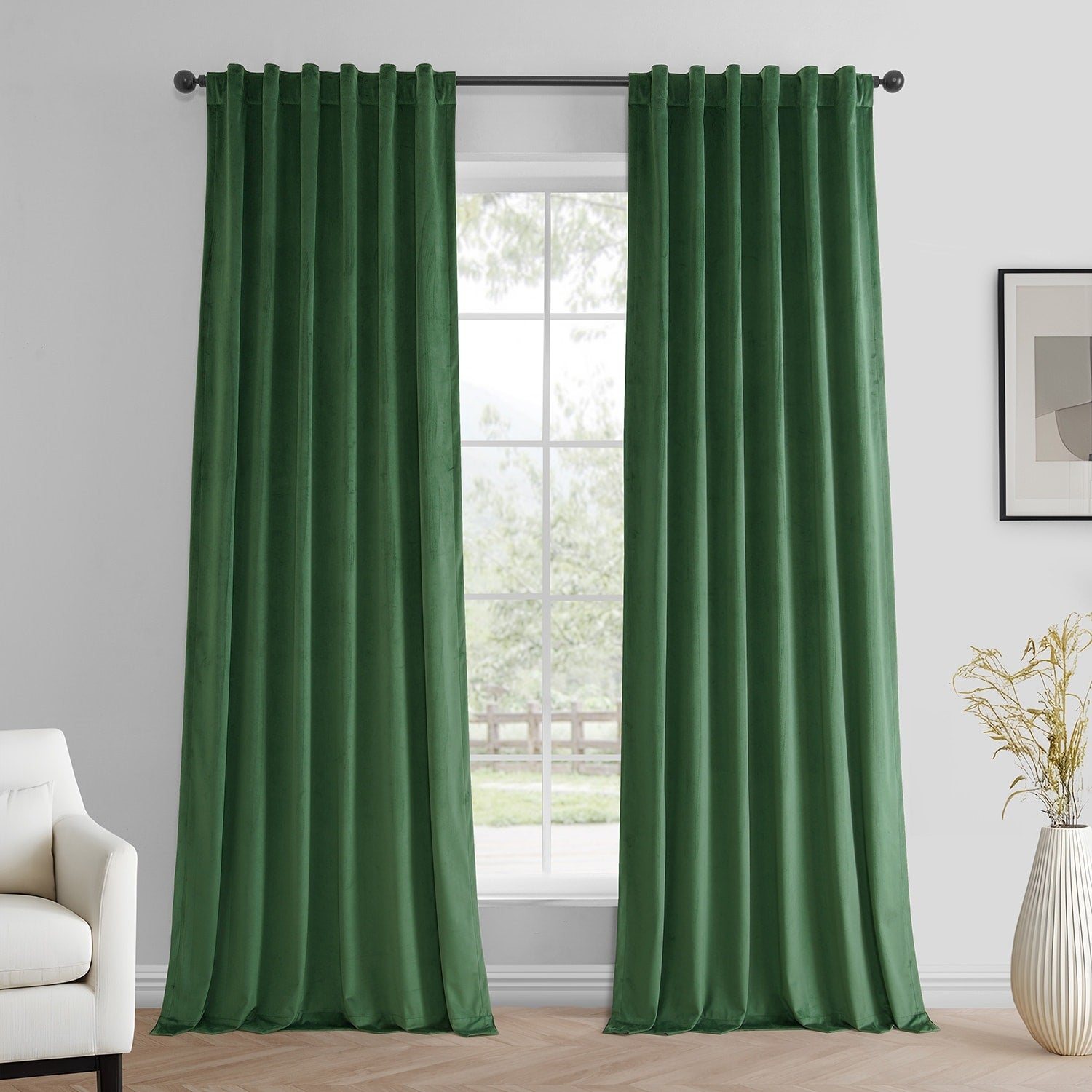 Exclusive Fabrics Simply Velvet Room Darkening Curtains 2 Panels Set - Velvet Window Curtains for Living Room & Bedroom