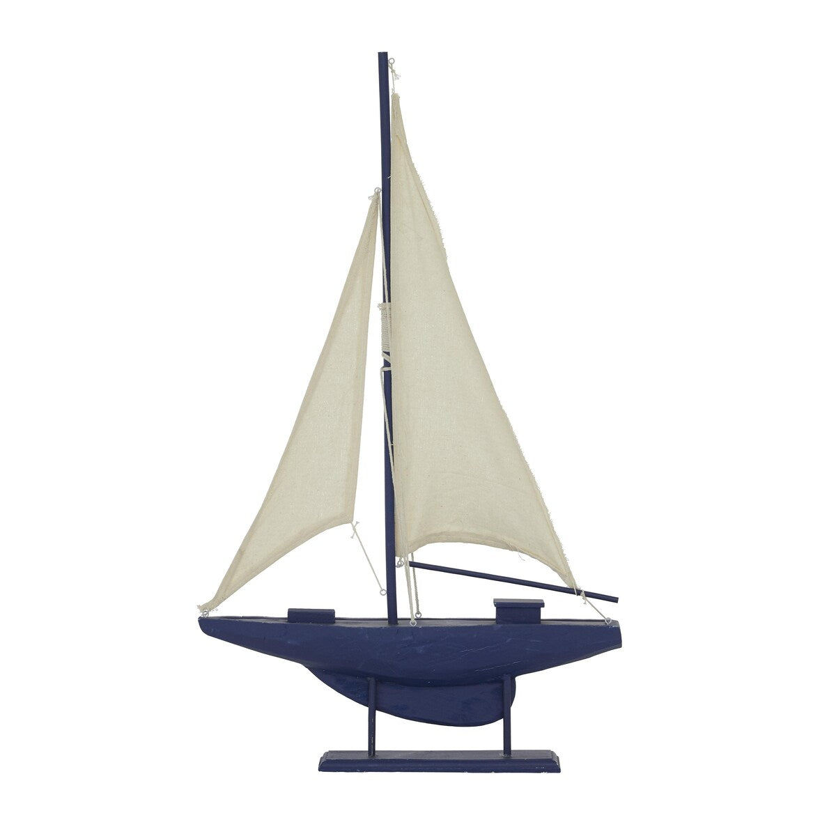 Wood Sail Boat Decorative Sculpture with Lifelike Rigging - Dark Blue - Roche River Decor