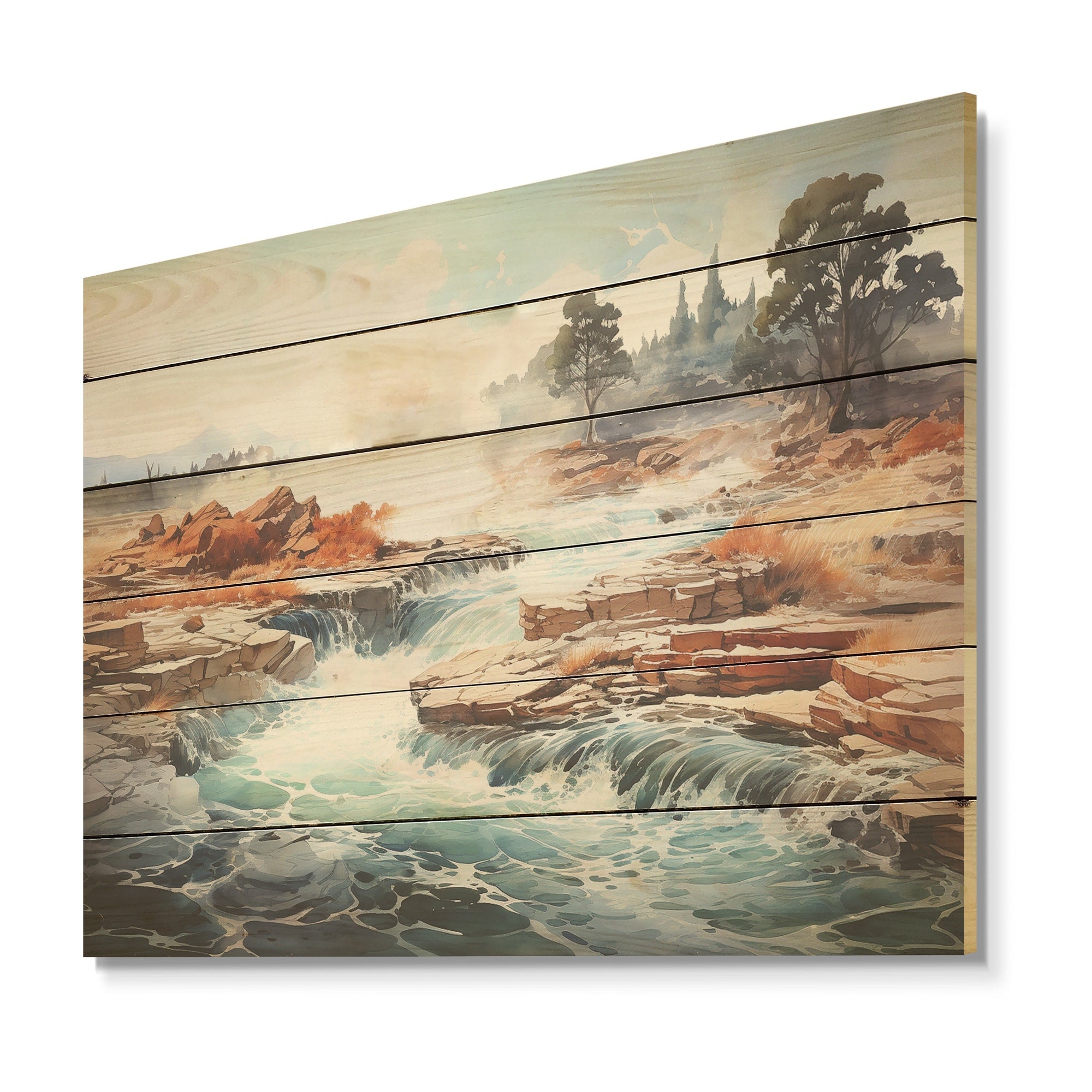 Designart Minimal Geyser Horizon I Geyser Wood Wall Decor - Country Beige Wood Panel On Natural Pine Wood