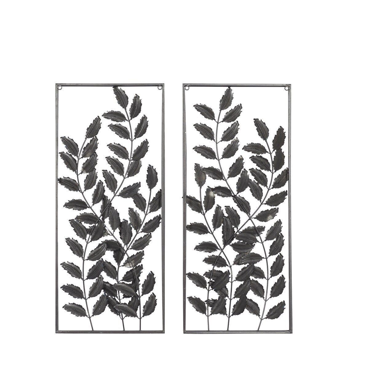 Metal Leaf Home Wall Decor - Set of 2 Black - Roche River Decor