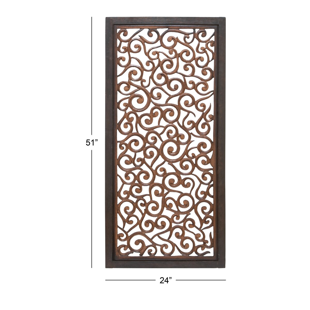 Wood Floral Handmade Intricately Carved Scroll Home Wall Decor - Brown - Roche River Decor