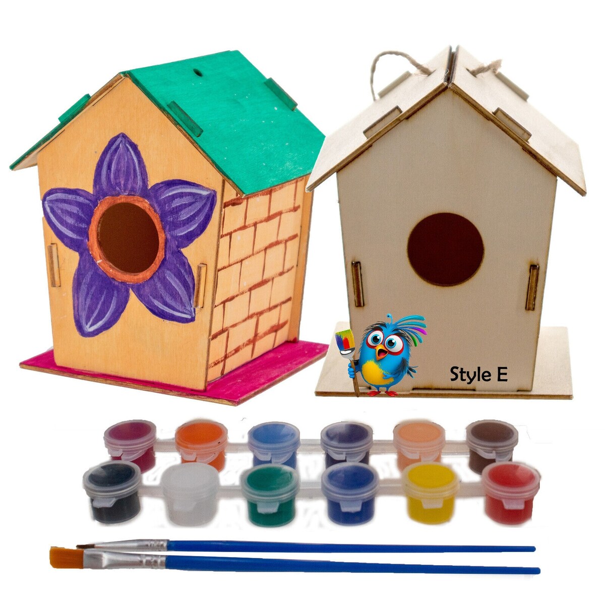 DIY Birdhouse Homemade Wooden - Build Your Own Bird House w/ Easy Painting Kit