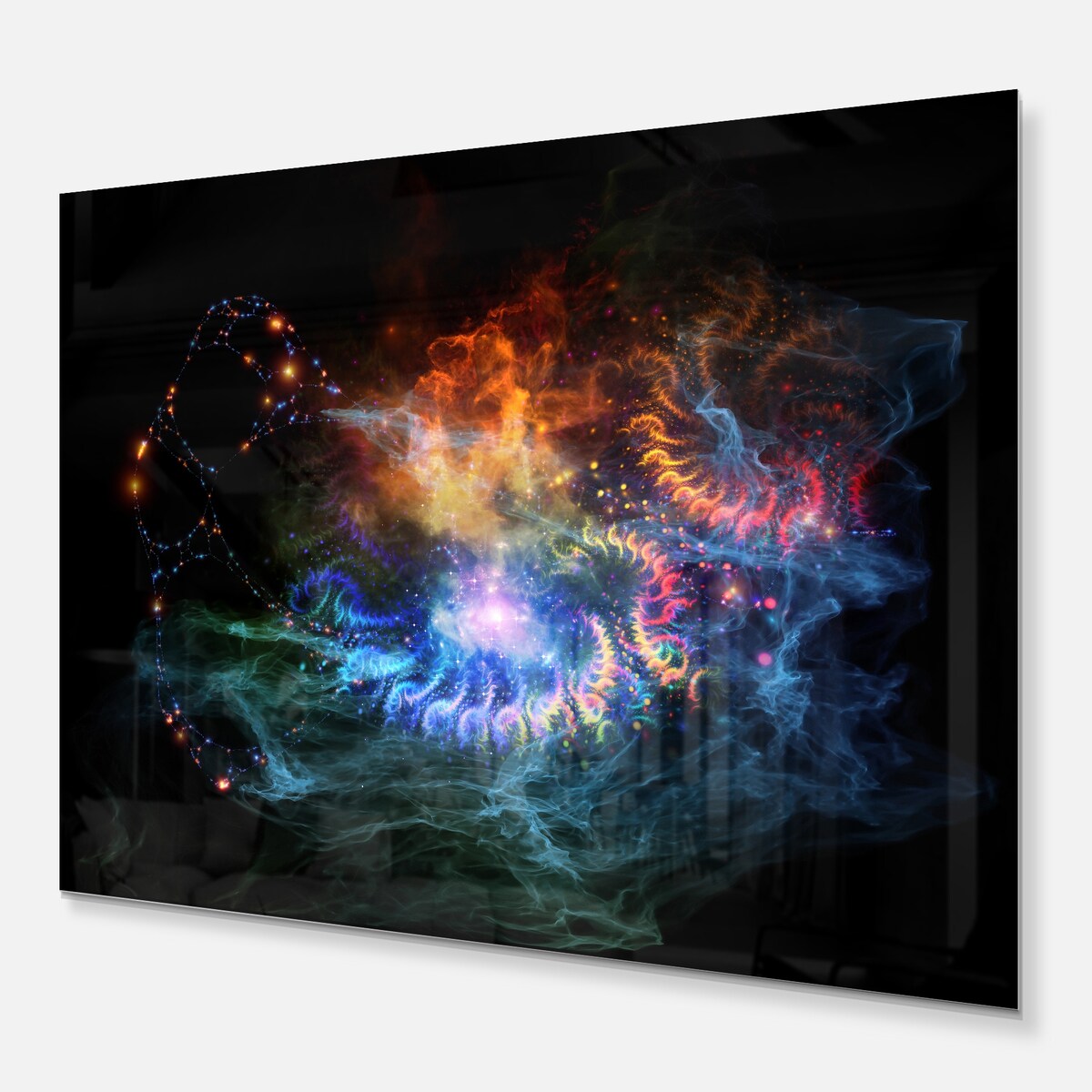 Designart 'Flame Lights of Network' Abstract Digital Art Metal Wall Art