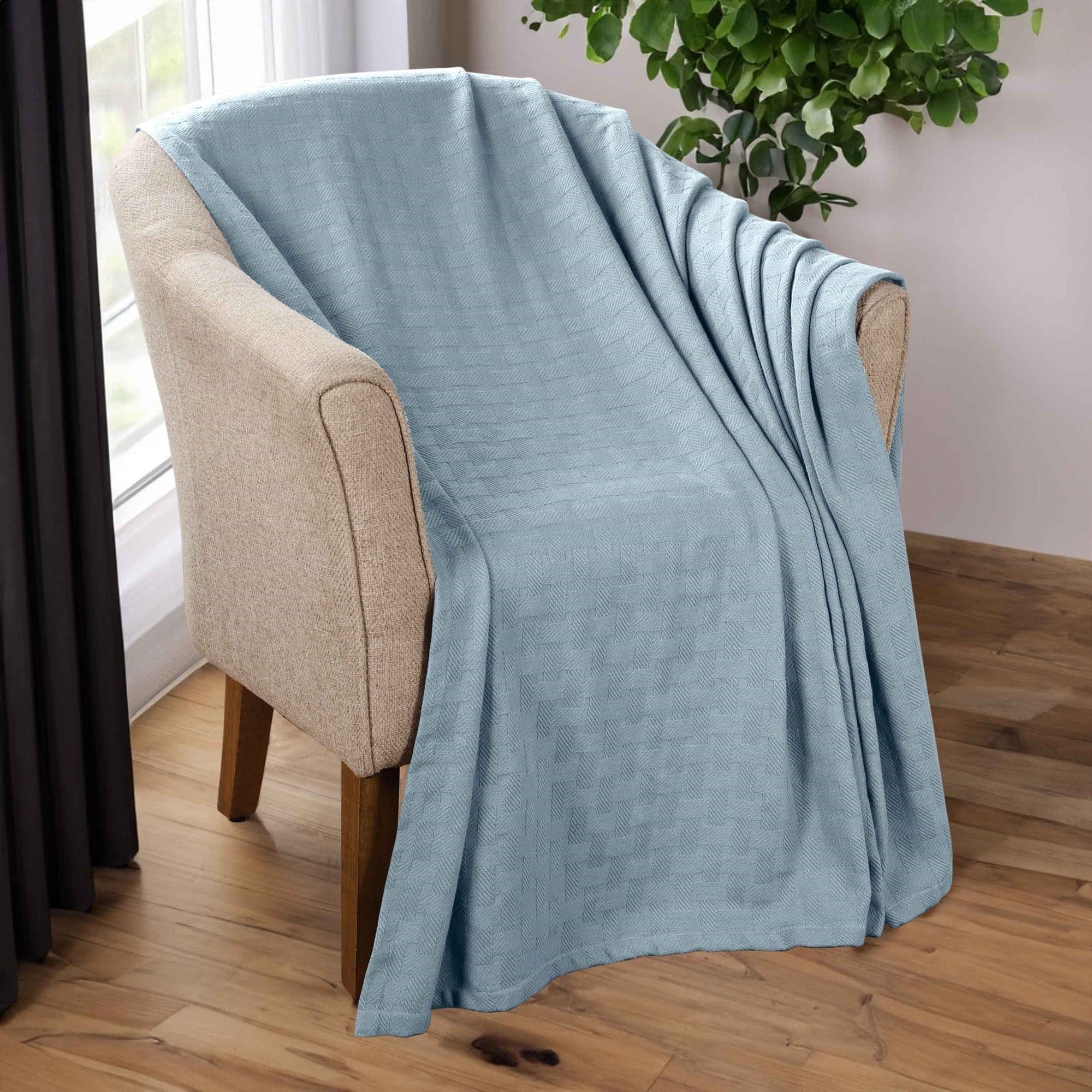 Superior Basketweave All-Season Bedding Cotton Blanket