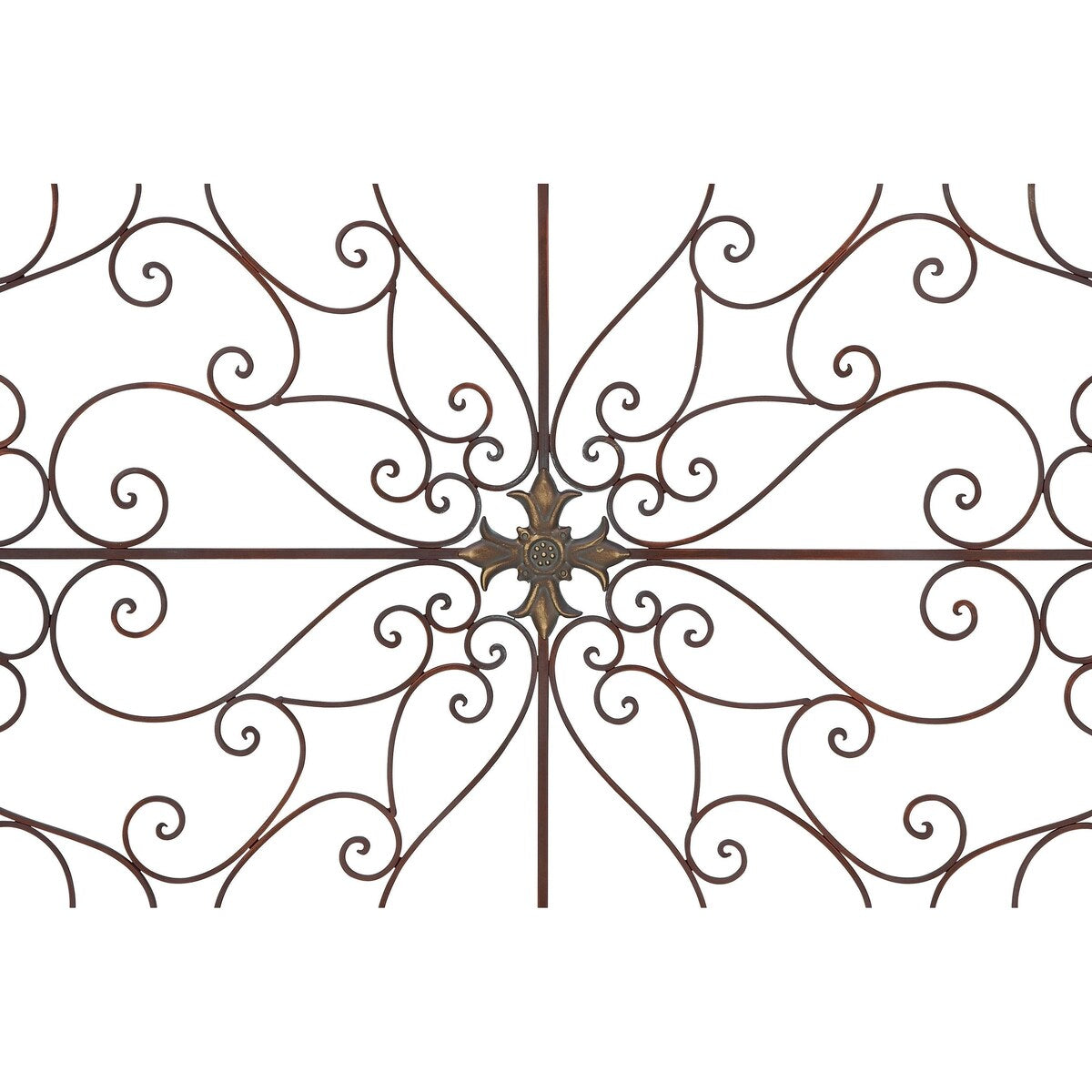 Metal Fleur De Lis Scrolled Medallion Home Wall Decor - Brown - Roche River Decor