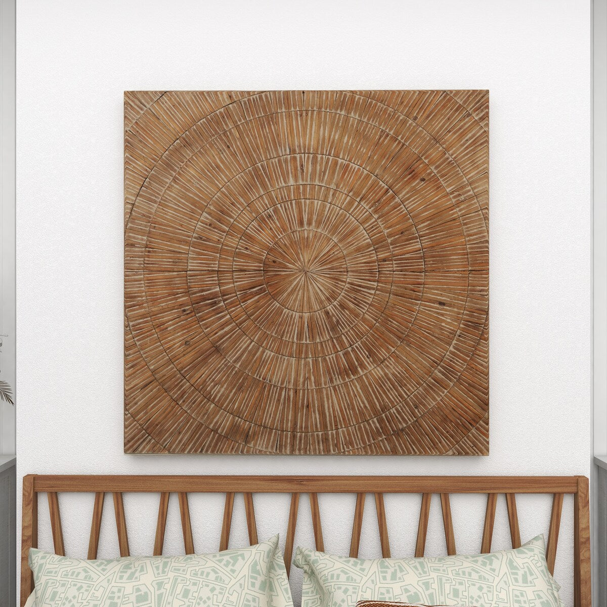 Wood Starburst Handmade Carved Radial Home Wall Decor - Brown - Roche River Decor