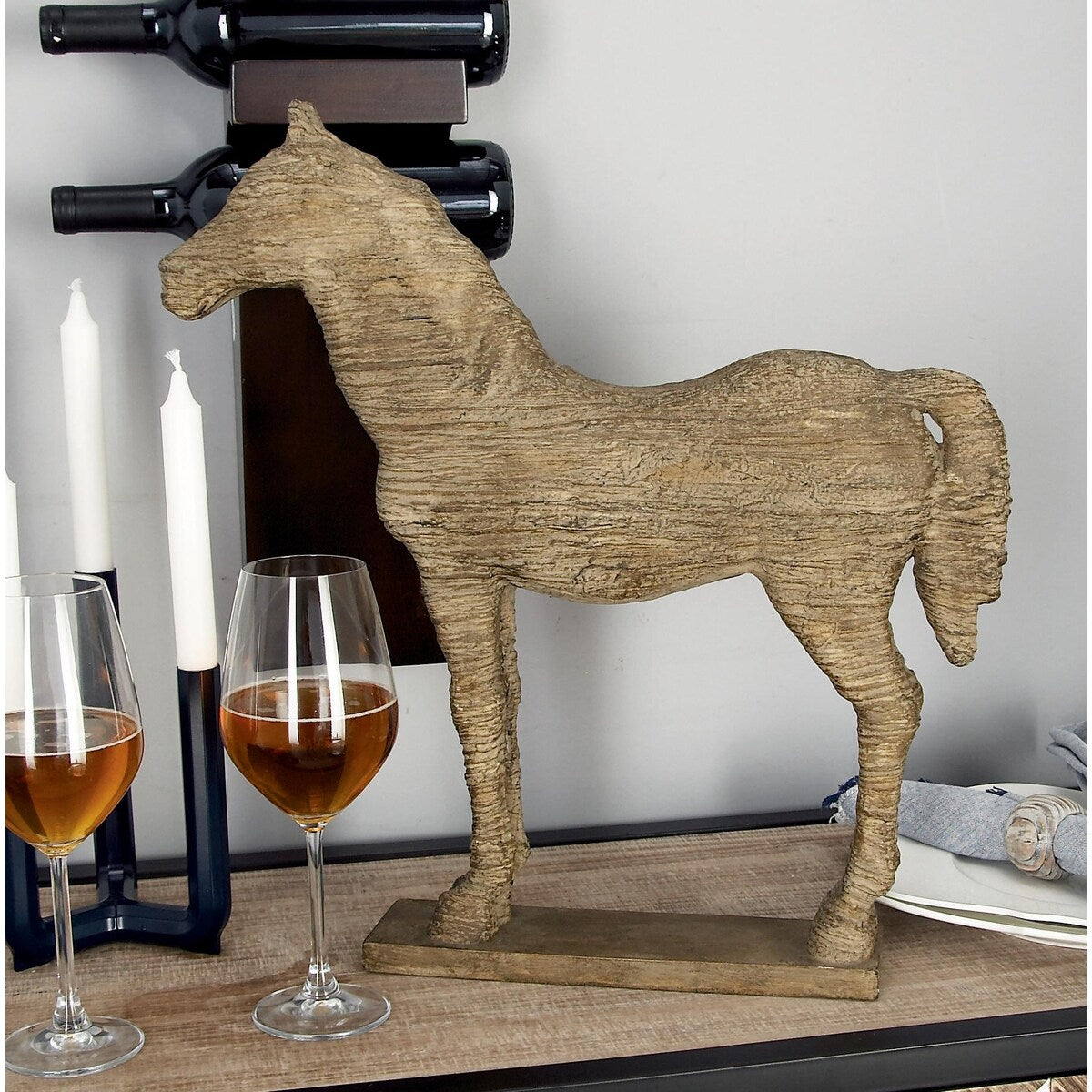 Polystone Horse Decorative Sculpture - Beige - Roche River Decor