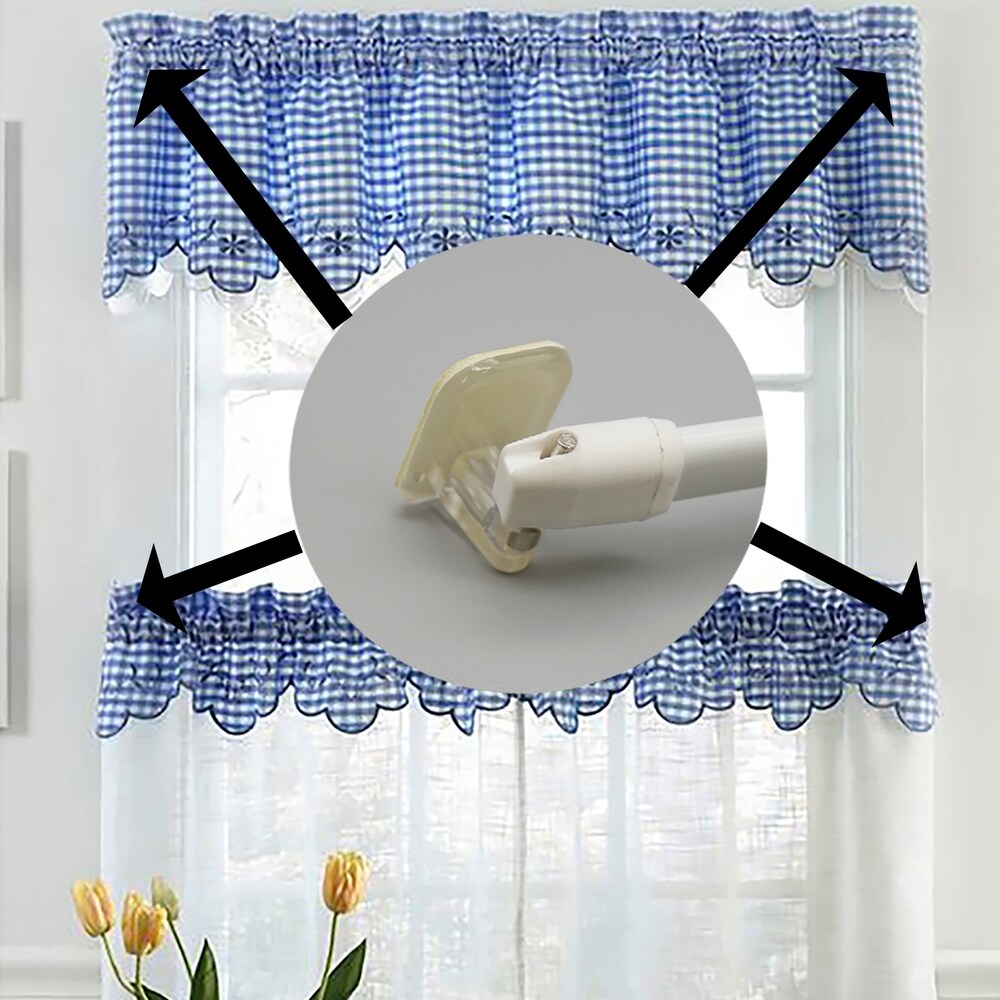 Self Adhesive Hooks Sash Rod Kitchen Curtains Set of 4 - n/a