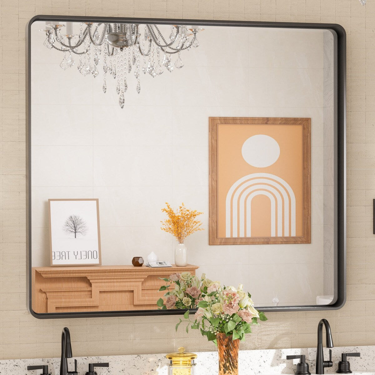 TETOTE Modern Metal Frame Wall Mounted Bathroom Vanity Mirror