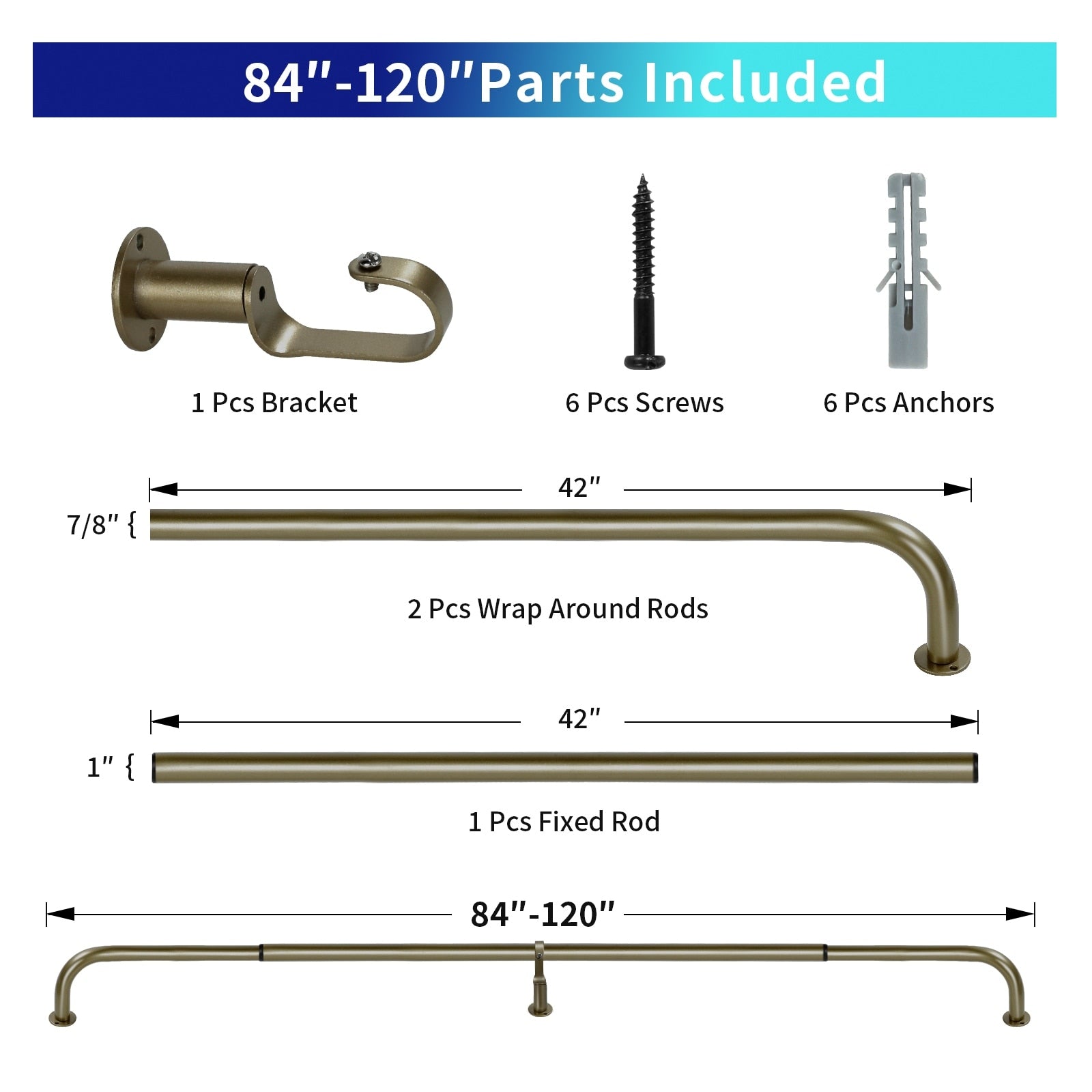 Energy-saving Wraparound Adjustable French Blackout Curtain Rod Set