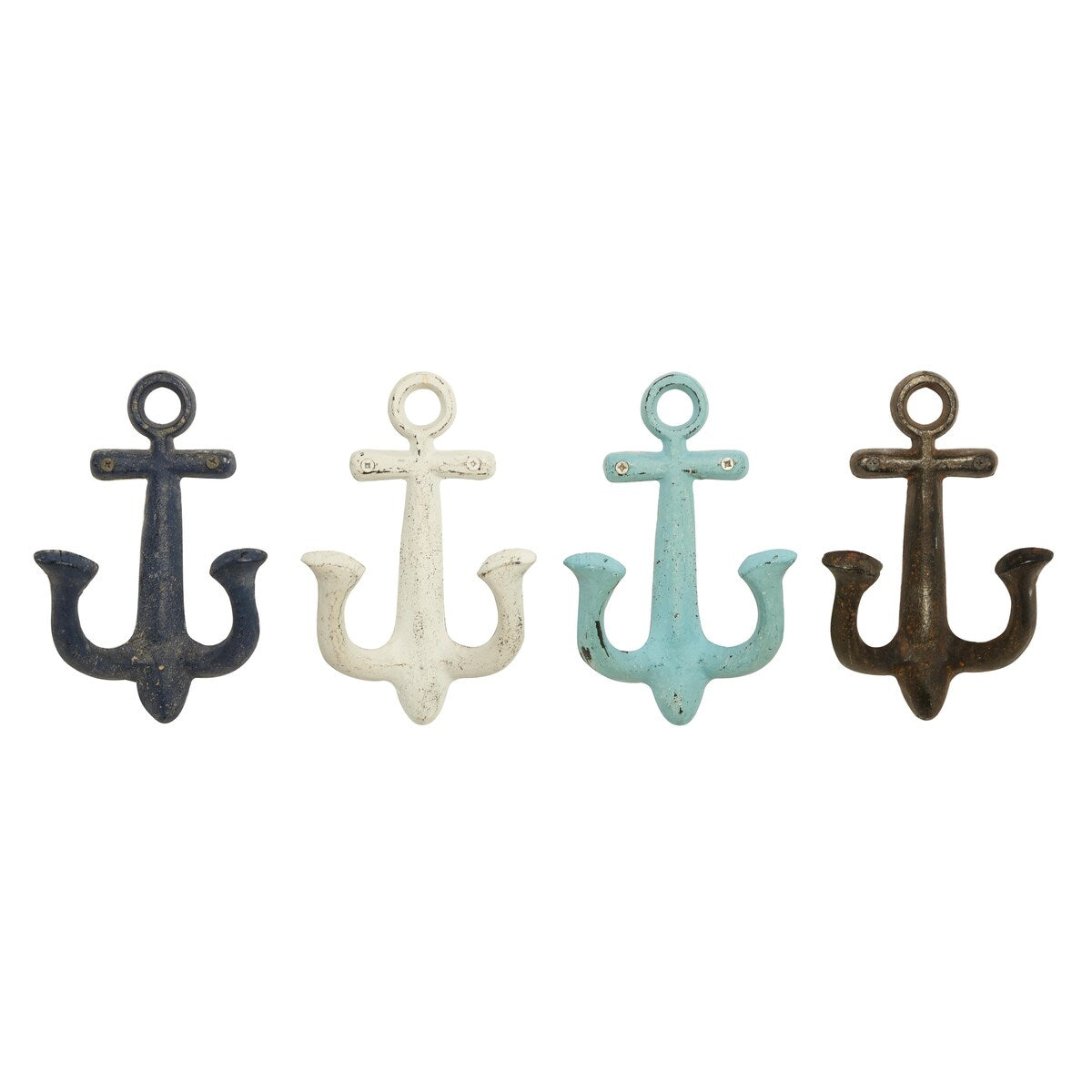 Metal Anchor Single Hanger Wall Hook - Set of 4 Multi Colored - Roche River Decor