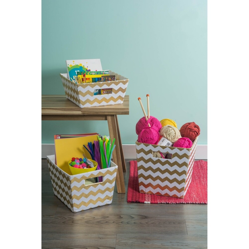 DII Hardsided Chevron Decorative Storage Trapezoid