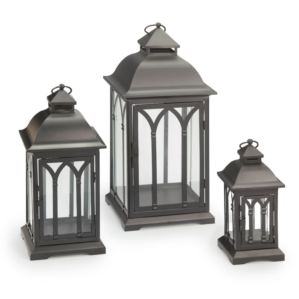 Set of 3 Indoor-Outdoor Lombard Metal Lanterns