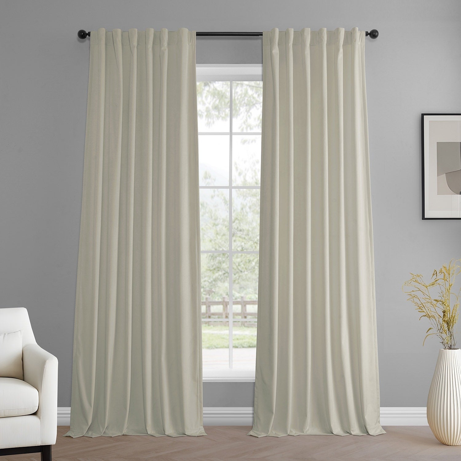 Exclusive Fabrics Simply Velvet Room Darkening Curtains 2 Panels Set - Velvet Window Curtains for Living Room & Bedroom