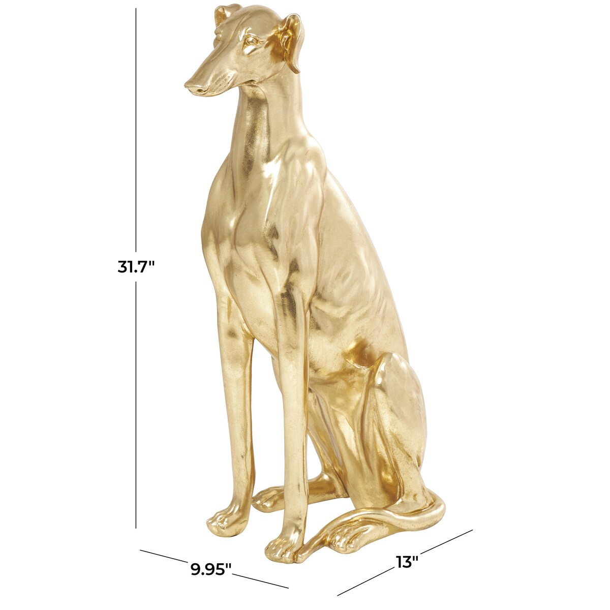 Resin Dog Sitting Greyhound Decorative Sculpture - Gold - Roche River Decor