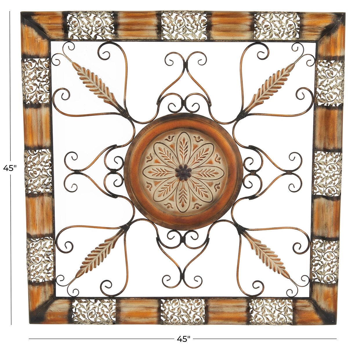 Metal Scroll Home Wall Decor - Brown - Roche River Decor