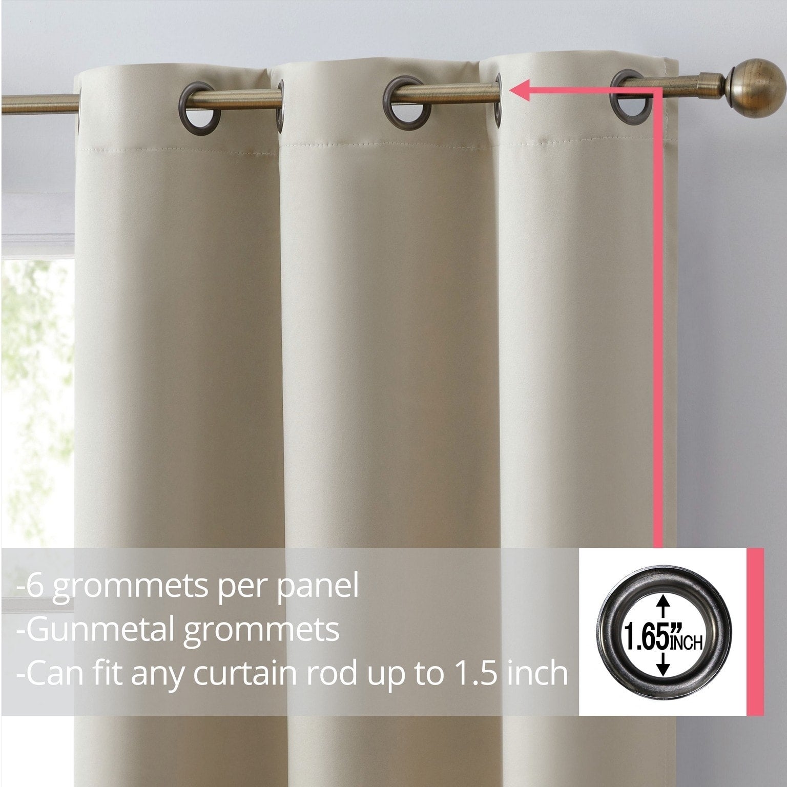 HLC.me Laurance 100% Blackout Curtains - Thermal Insulation Energy Efficient Grommet Window Curtains, Set of 2