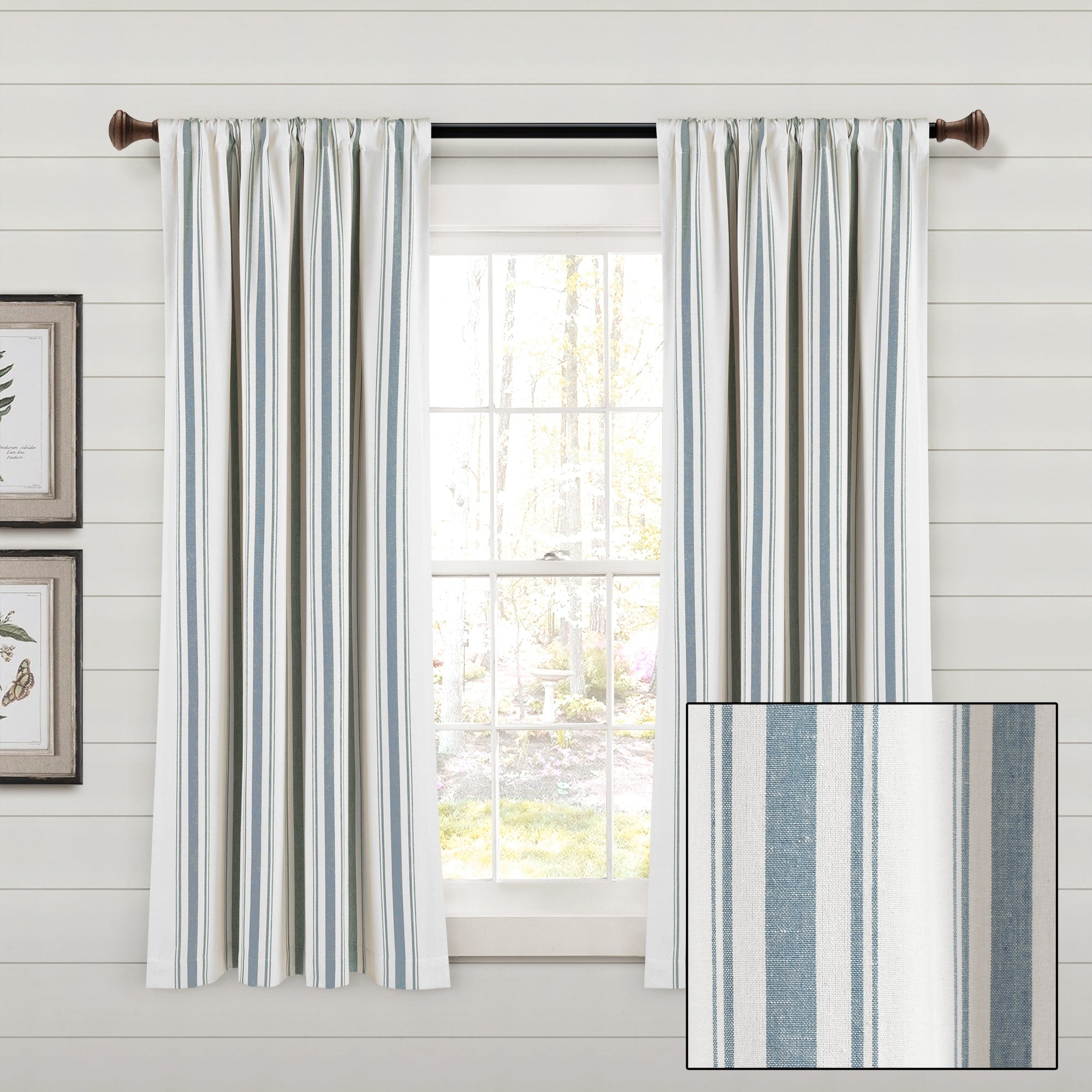 Lush Decor Farmhouse Stripe Yarn Dyed Cotton Window Curtain Panel Pair