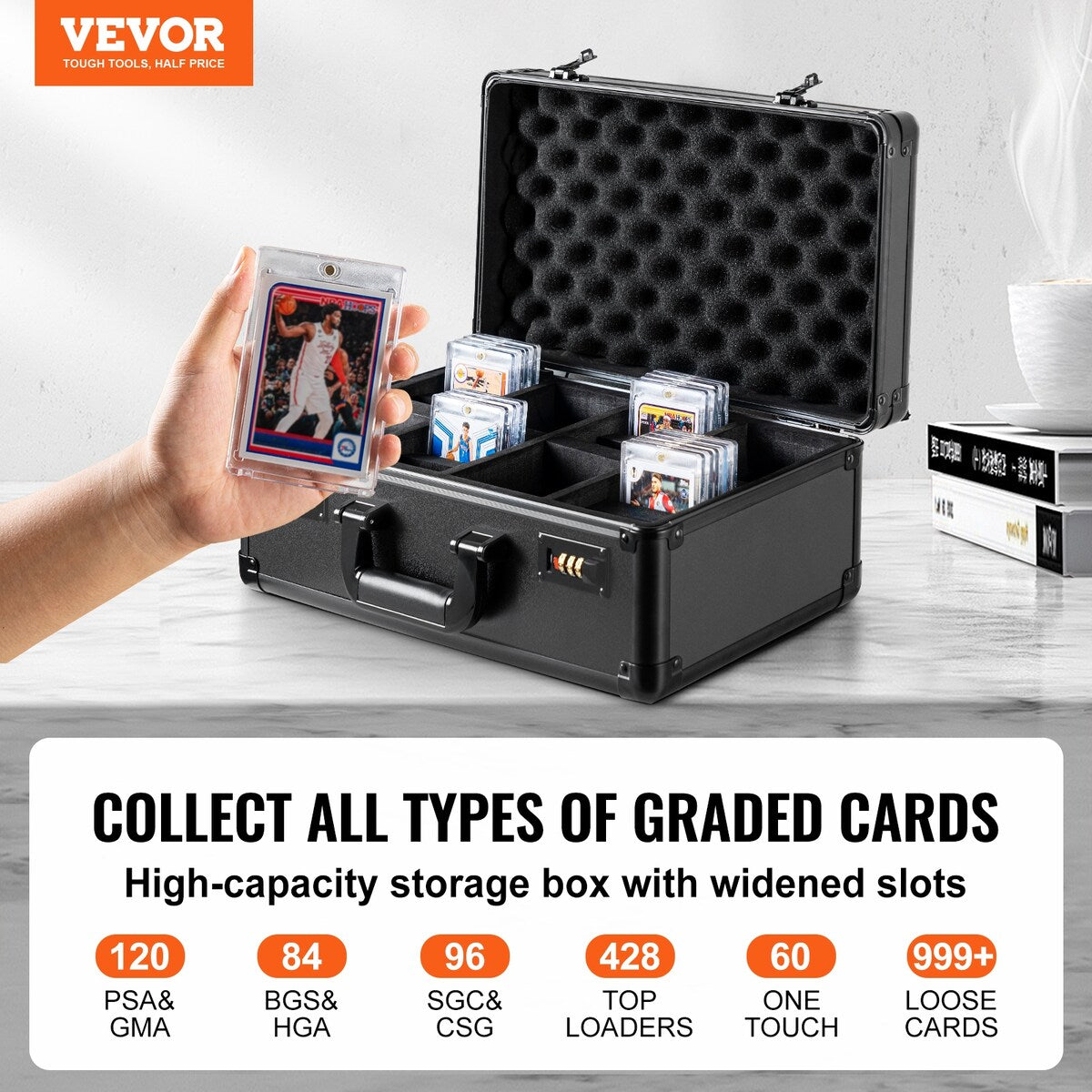 VEVOR Graded Card Storage Box, for PSA Graded Cards BGS Cards SGC Cards Top Loaders or Loose Cards