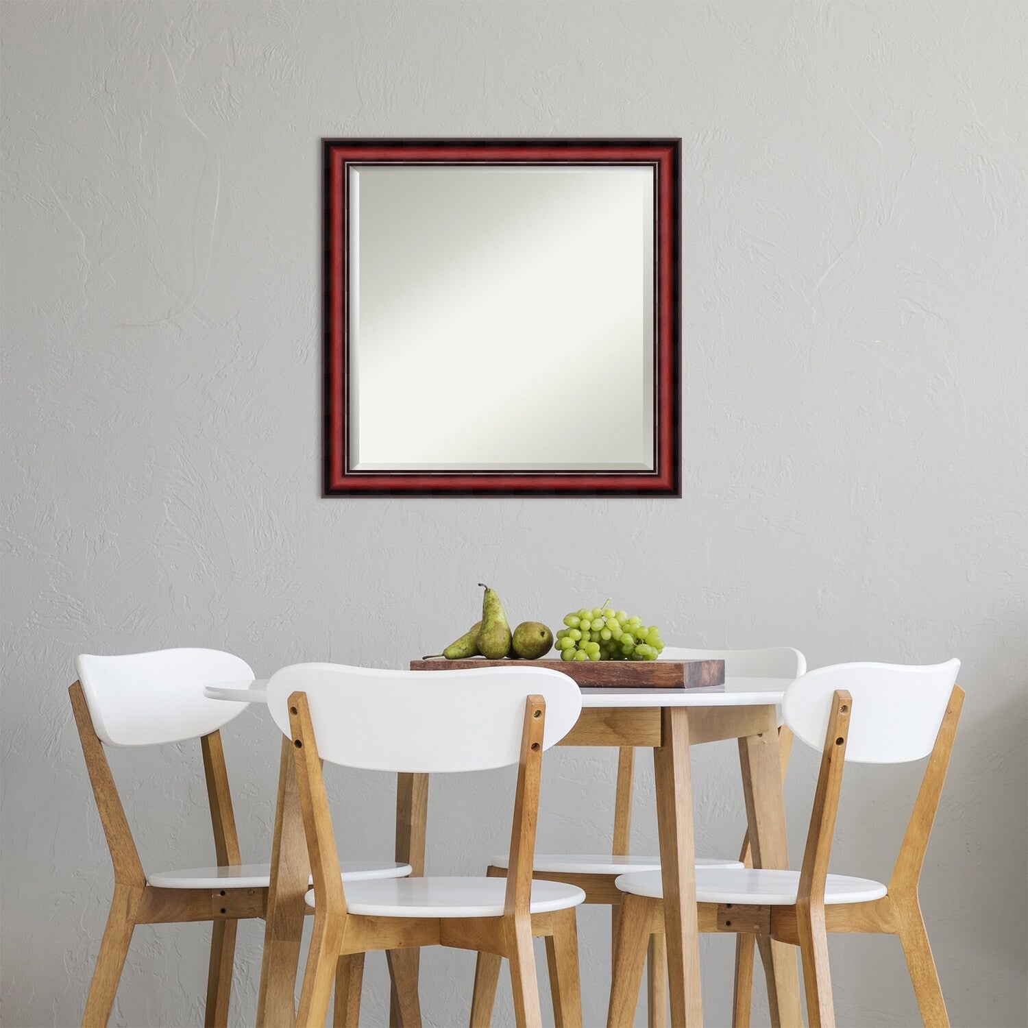 Beveled Wood Wall Mirror - Rubino Cherry Scoop Frame