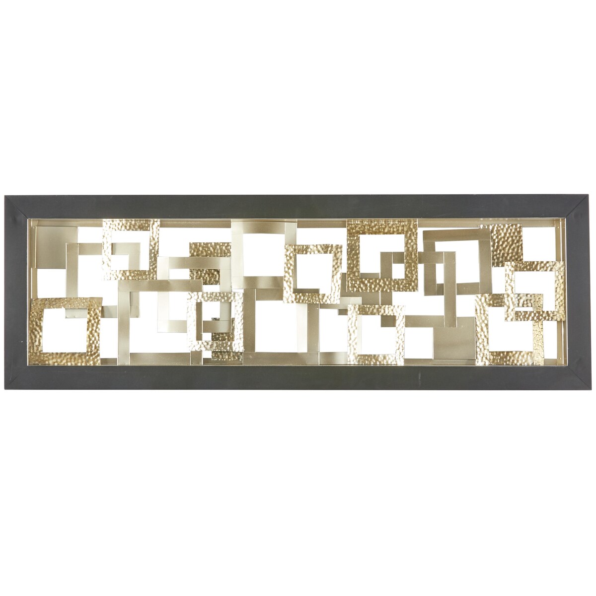 Metal Geometric Square Ribbon Home Wall Decor with Black Frame - Gold - Roche River Decor