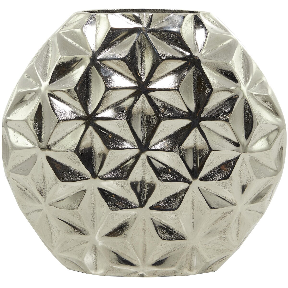 Aluminum Metal Geometric Faceted Decorative Vase - Silver, Black or Gold - CosmoLiving by Cosmopolitan