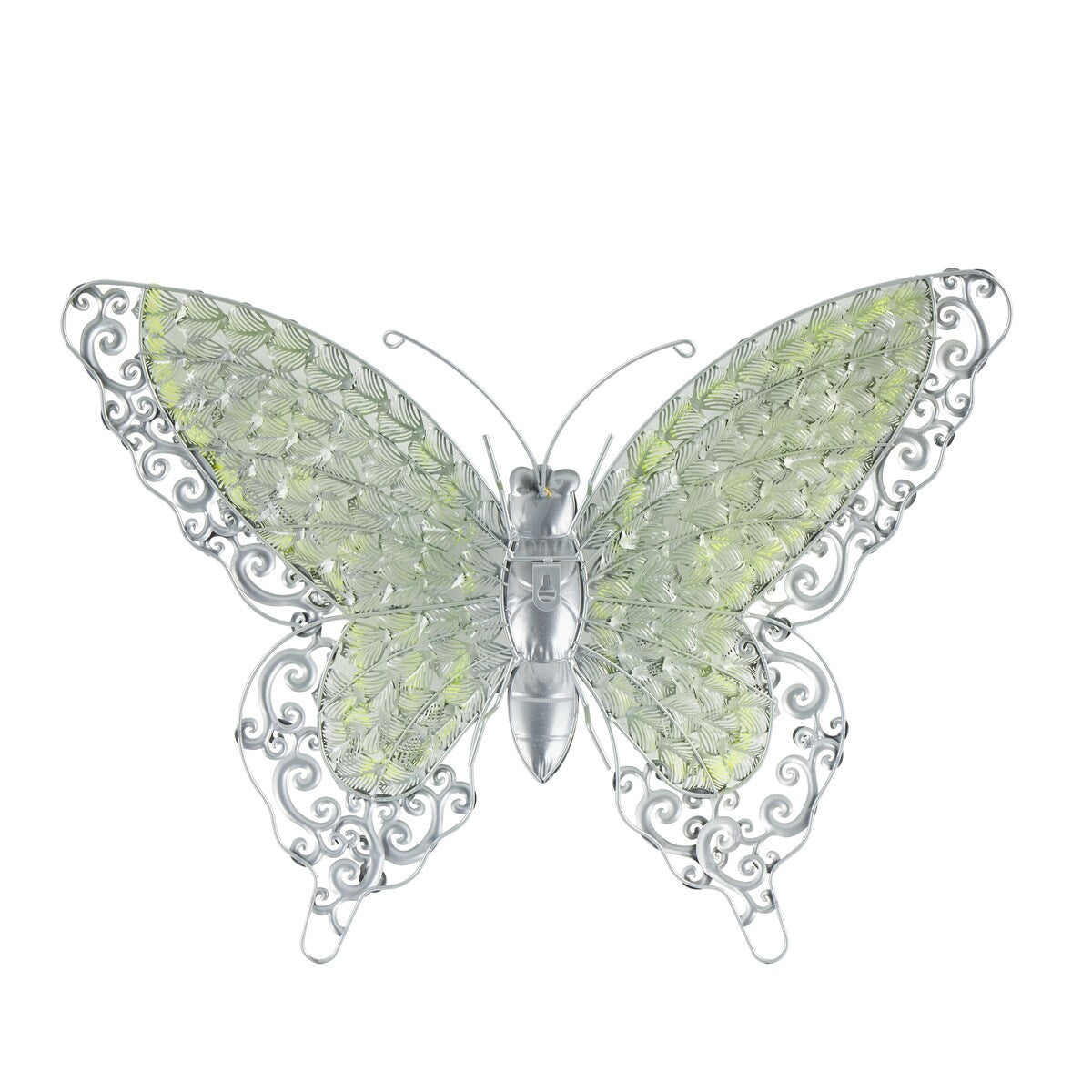 Metal Butterfly Indoor Outdoor Home Wall Decor - Silver, Green, Pink - Roche River Decor