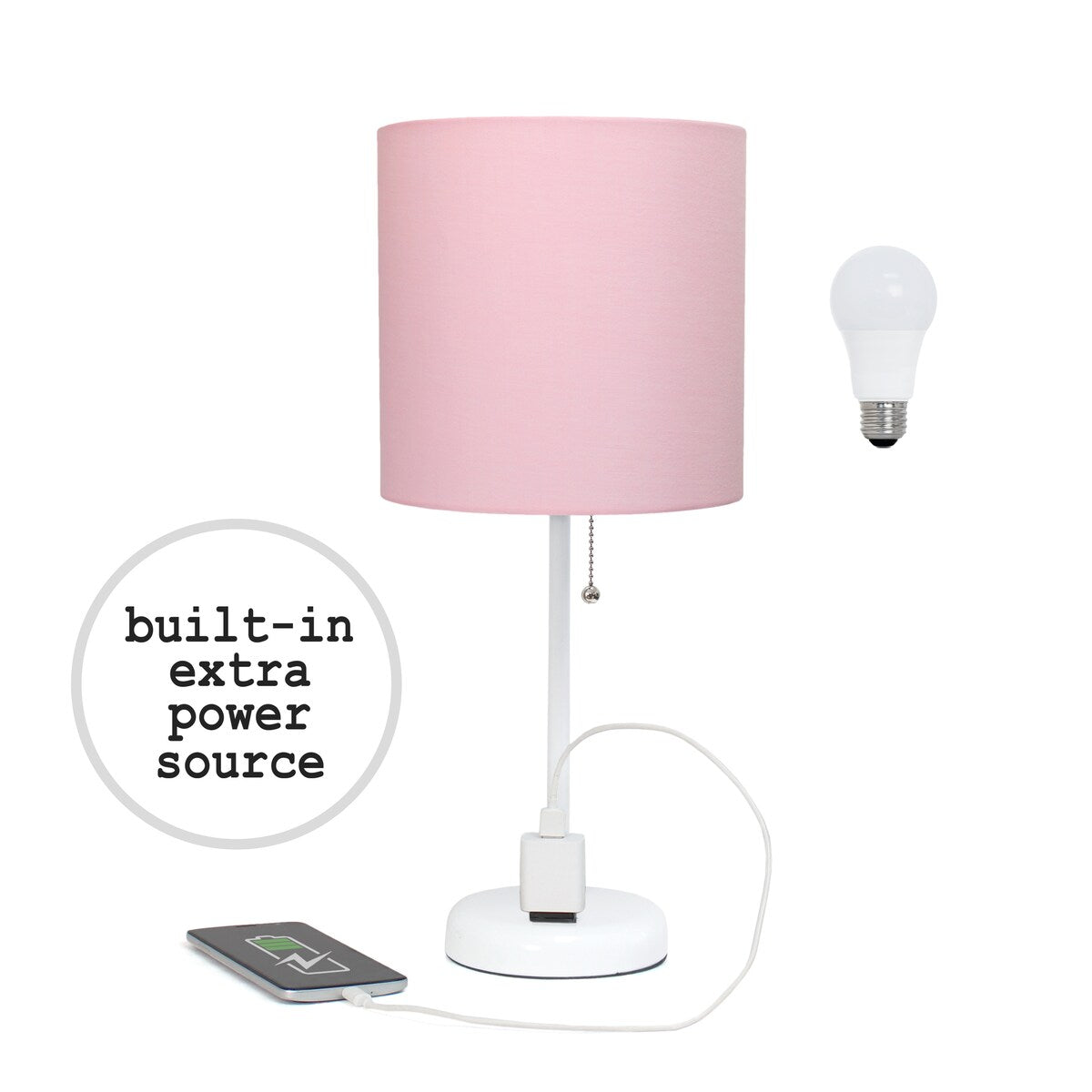 Simple Designs 9.5 Desk Lamp with Charging Outlet and LED Bulb Included - 19.50